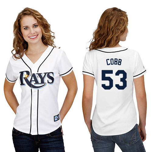Alex Cobb #53 mlb Jersey-Tampa Bay Rays Women's Authentic Home White Cool Base Baseball Jersey